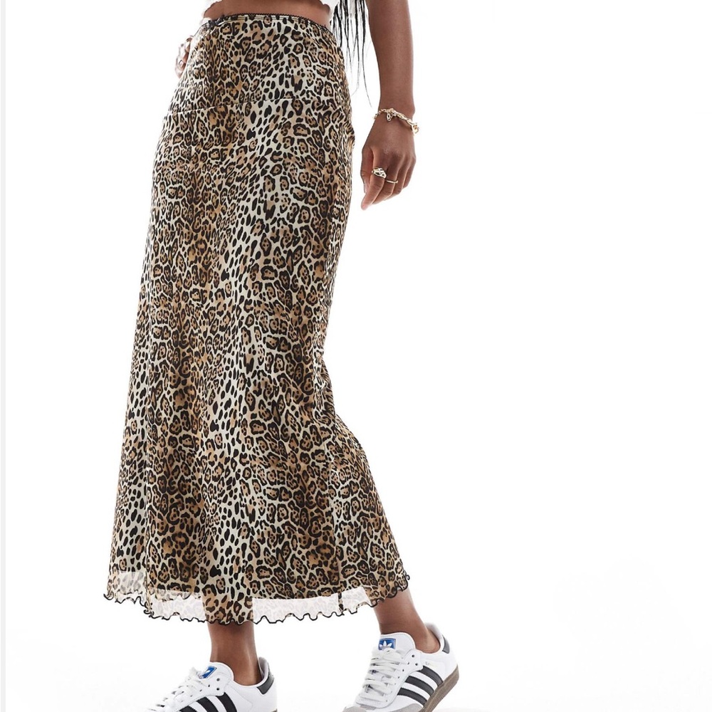 ASOS mesh midi skirt in leopard print - Picture 4 of 7